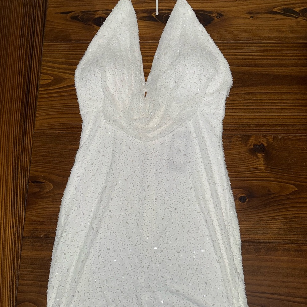 The Vintage Shop Sparkling White Backless Dress